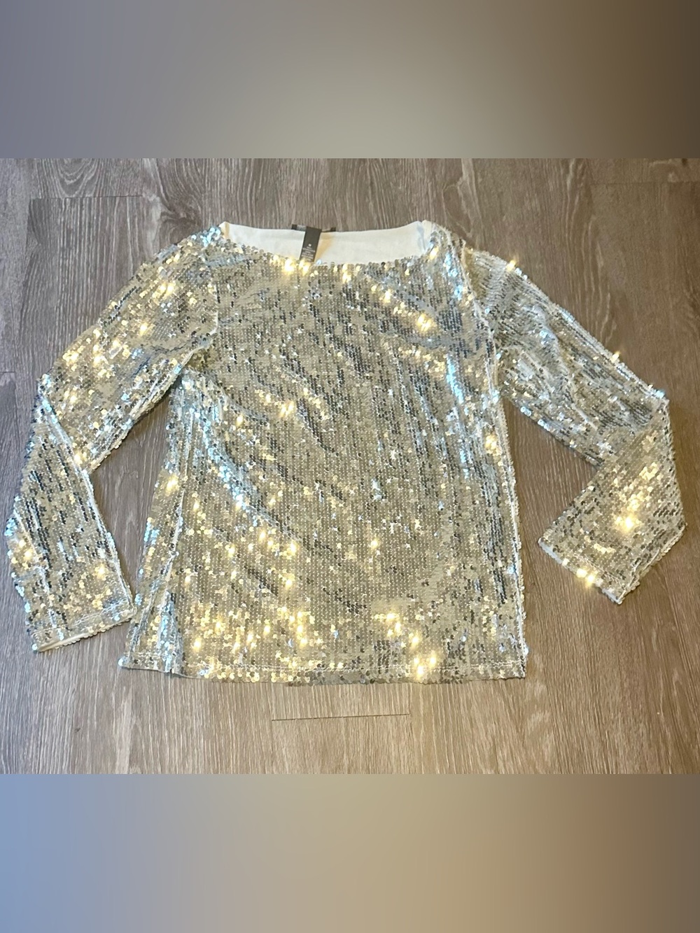 Women’s Silver Sequin Long-Sleeve Women's Top